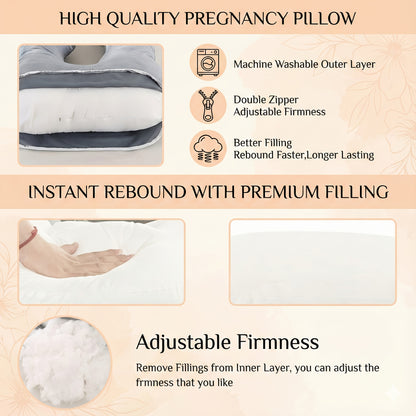 Crystal Velvet Maternity Pillow J-Shaped Full Body Pregnancy Pillow with Velvet Cover, 80-Inch Pregnancy Pillow, Provides Head, Back, Leg And Abdominal Support for Pregnant Women, Christmas Gift, Holiday Gift, Gift for New Moms