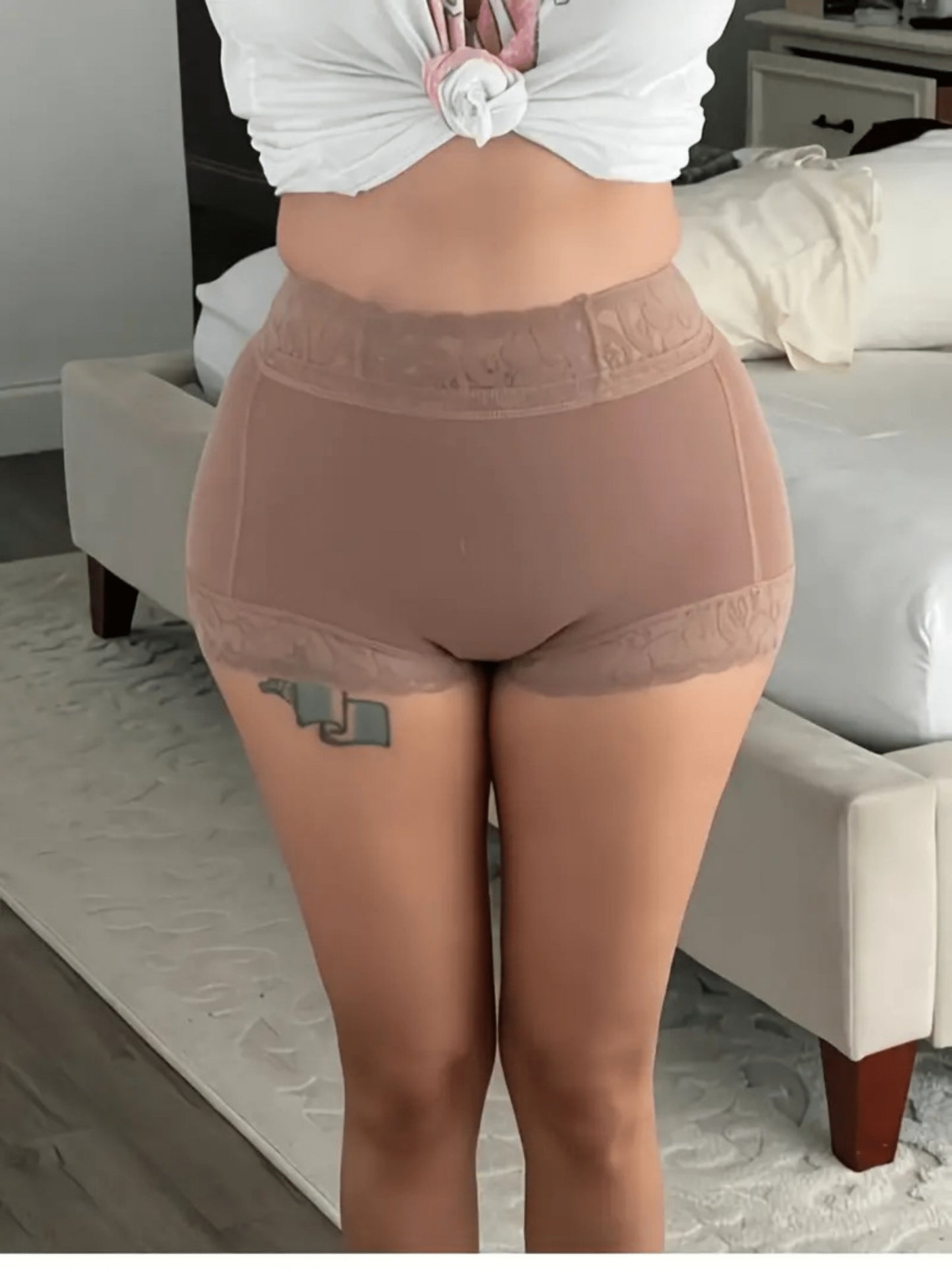 Women's Elegant Lace High Waist Belly Control Shaping Underwear - Seamless Butt Lifting Panties with Breathable Elastic Fit, Mid-Rise Tummy Control for Casual Attire, Everyday Shapewear | Highwaist Briefs | Breathable Fabric, Tummy Control Shapewear