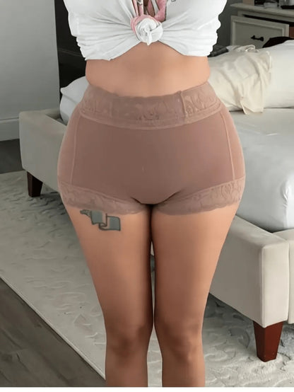 Women's Elegant Lace High Waist Belly Control Shaping Underwear - Seamless Butt Lifting Panties with Breathable Elastic Fit, Mid-Rise Tummy Control for Casual Attire, Everyday Shapewear | Highwaist Briefs | Breathable Fabric, Tummy Control Shapewear