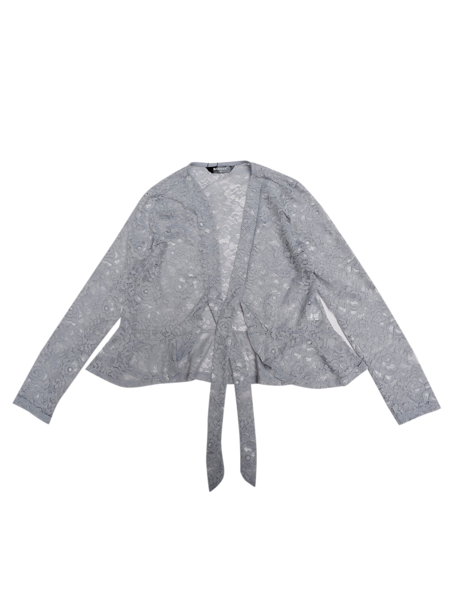Women's Sheer Crop Bolero Cardigan - Semi-Sheer Lace Shrug with Ruffled Hem & Tie-Front Closure, Blouse for Sleeveless Dresses/Tank Tops (Machine Washable, Spring/Summer Wedding/Office/Cardigan) - 90% Nylon/10% Spandex