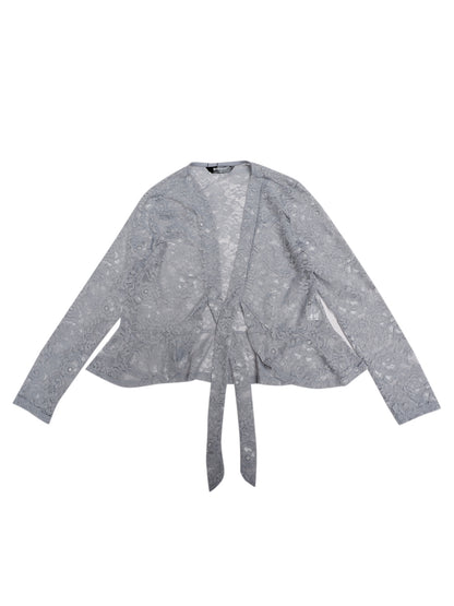 Women's Sheer Crop Bolero Cardigan - Semi-Sheer Lace Shrug with Ruffled Hem & Tie-Front Closure, Blouse for Sleeveless Dresses/Tank Tops (Machine Washable, Spring/Summer Wedding/Office/Cardigan) - 90% Nylon/10% Spandex
