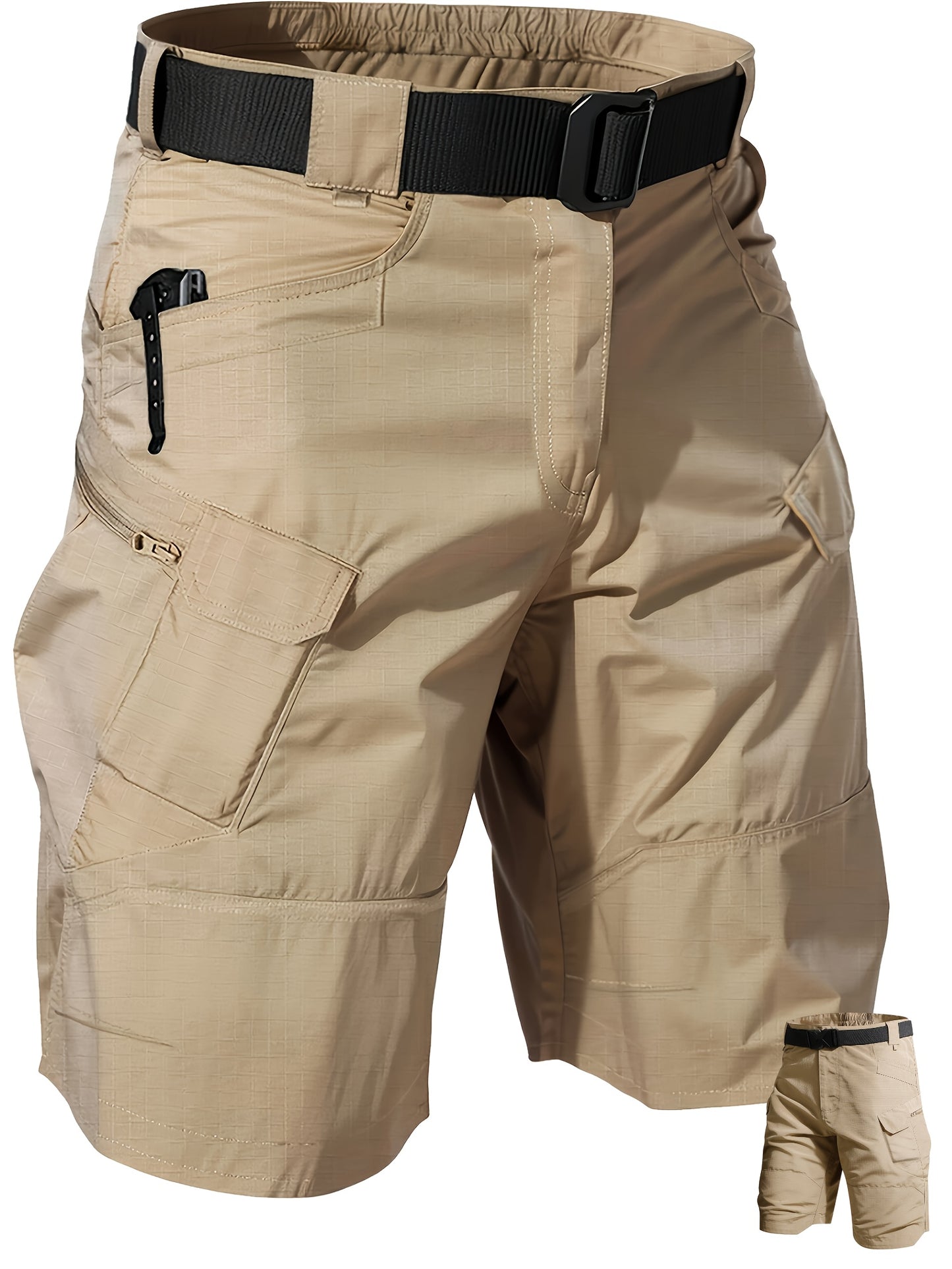 Men'S Multi-Pocket Shorts - Cargo Shorts - Casual Shorts - Breathable And Quick-Drying Design, Suitable for Hiking, Fishing And Outdoor Work (Belt Included) - Available in Black, Gray, Khaki | Breathable Fabric, Camping Equipment