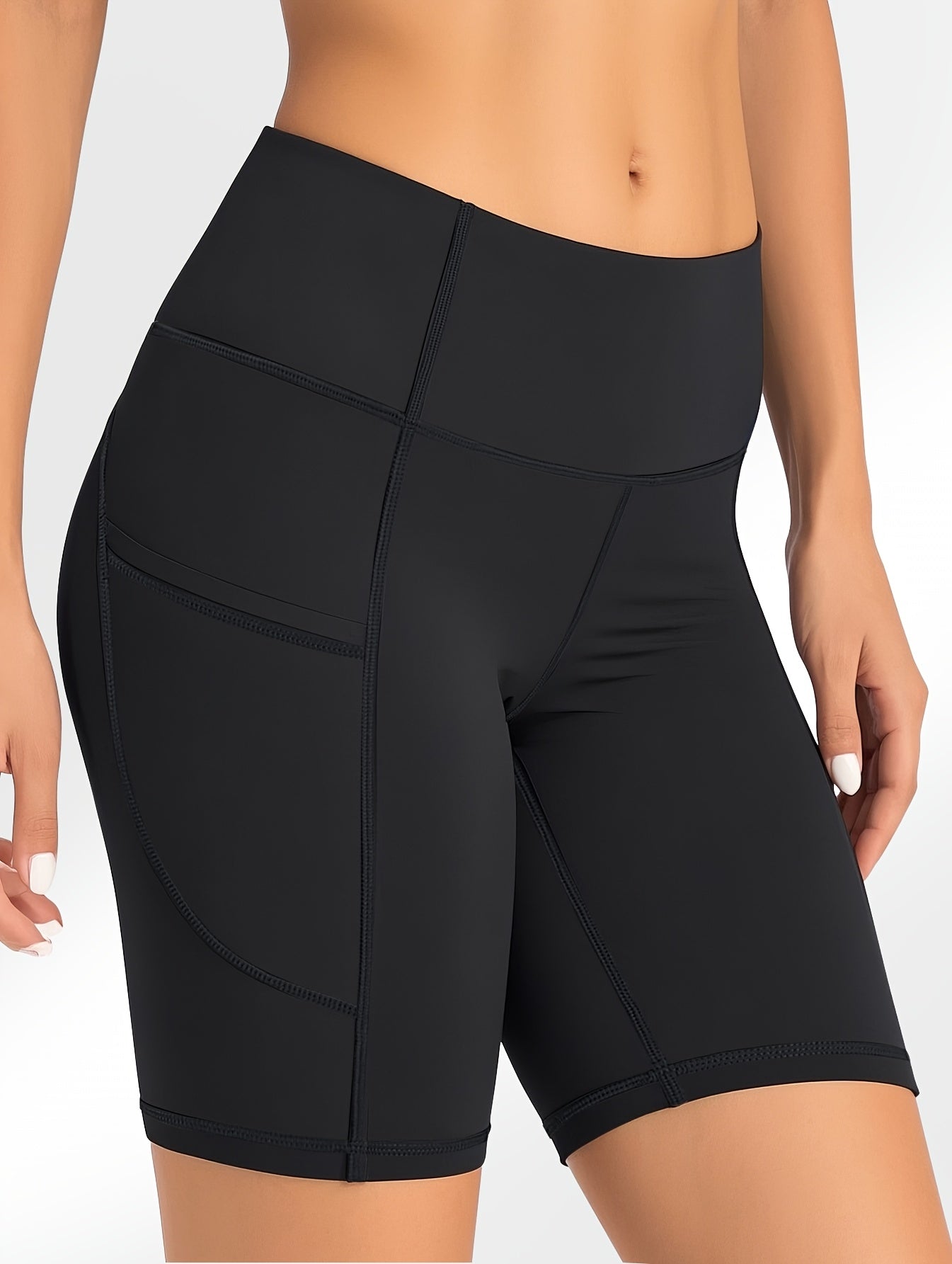 5pcs Set Of Large Sports Shorts For Women, Fashionable Casual Shorts, High Waist High Stretch Yoga Shorts, 5-inch Shorts With Phone Pocket