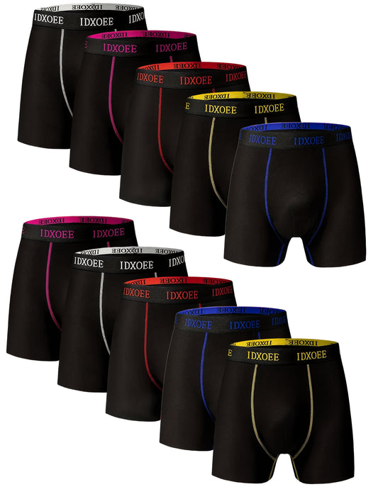 5pcs Men'S Comfortable Underwear Slim Shaping Long Boxer Briefs - Breathable, Quick-Dry, Flat Corner, Wear-Resistant, Stretchy Swim Trunks for All Seasons
