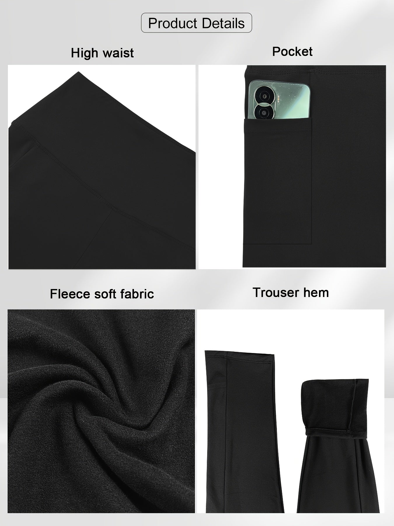 Dark Gray Polyester High-Waist Oversized Pants - product view 30