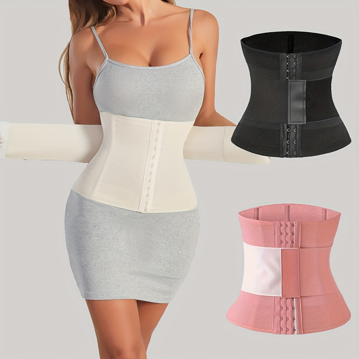 Tummy Control Waist Trainer Wrap, 90% Elastane 10% Fabric, Medium Compression Body Cincher with Hook & Eye Closure, Hand Washable Abdominal Shaper