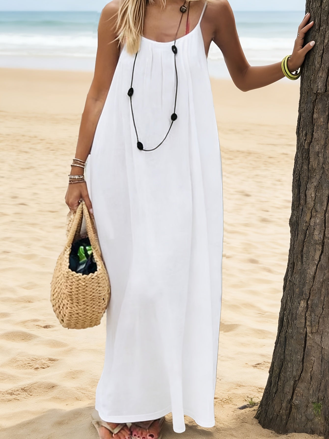 Spring And Summer New Women'S Halter Coat, Backless Loose Home Wear Dress, Multiple Colors Available
