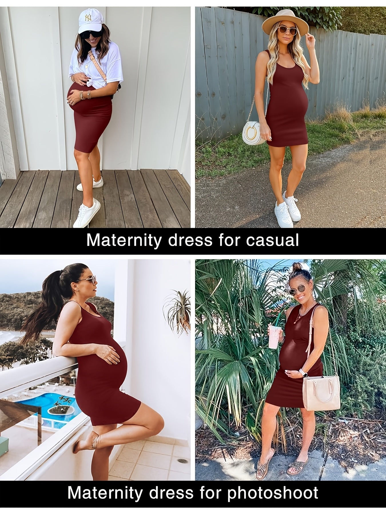 Women's Maternity Dresses for Daily Baby Shower Photography Short Sleeve Sleeveless Tank Dresses Side Ruching
