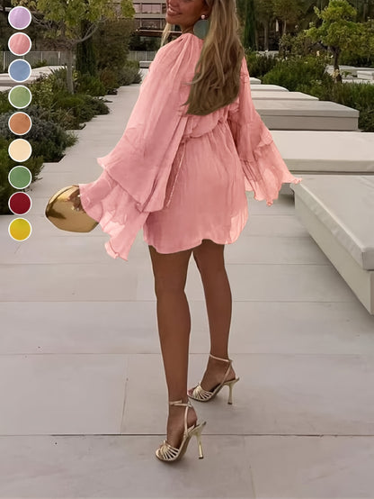 Chic Elegant Women'S Chiffon Layered Ruffle Loose Dress | Spring Summer Casual Vacation
