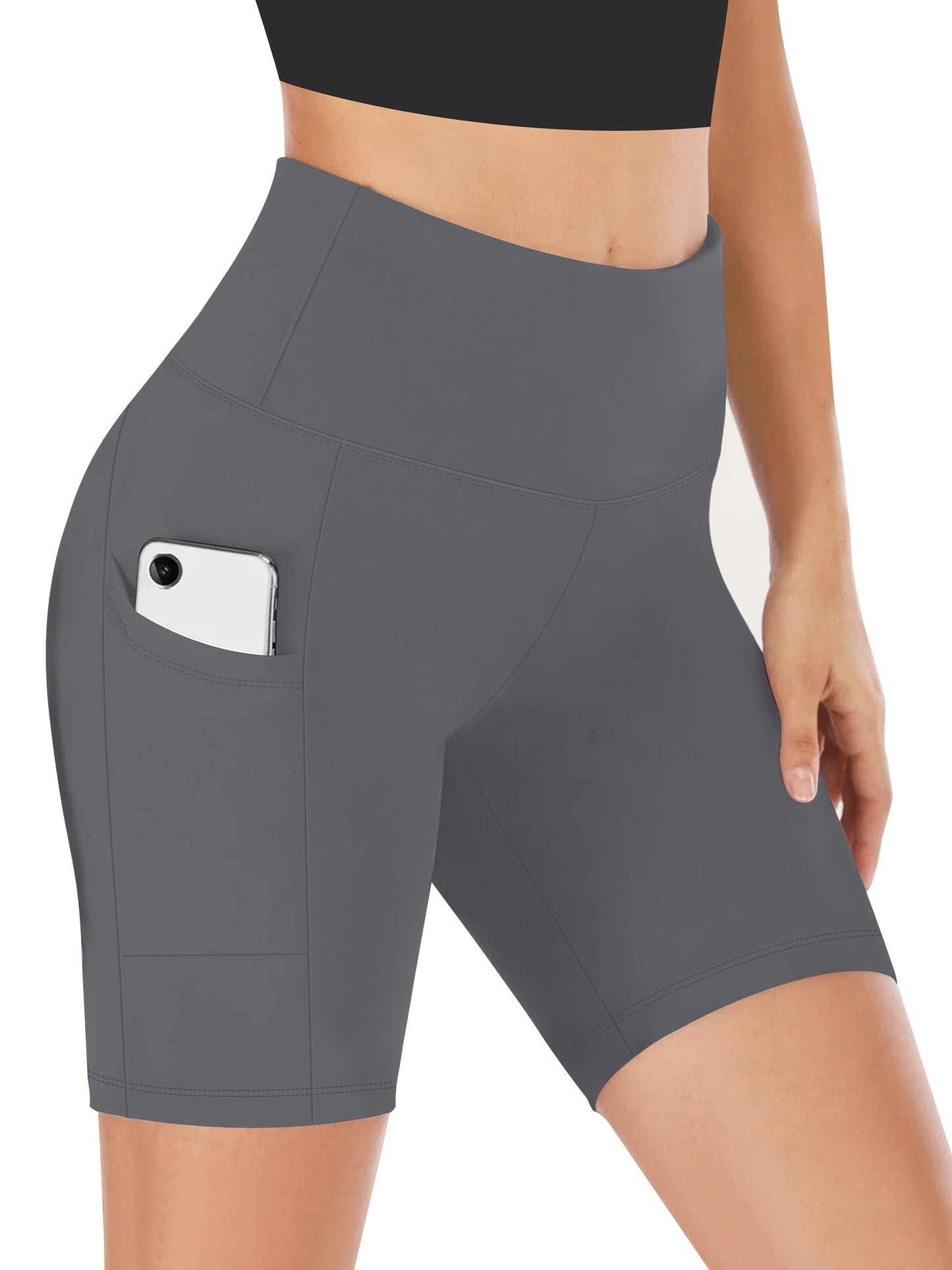 Women's Black Polyester High-Waist Shorts - product view 5