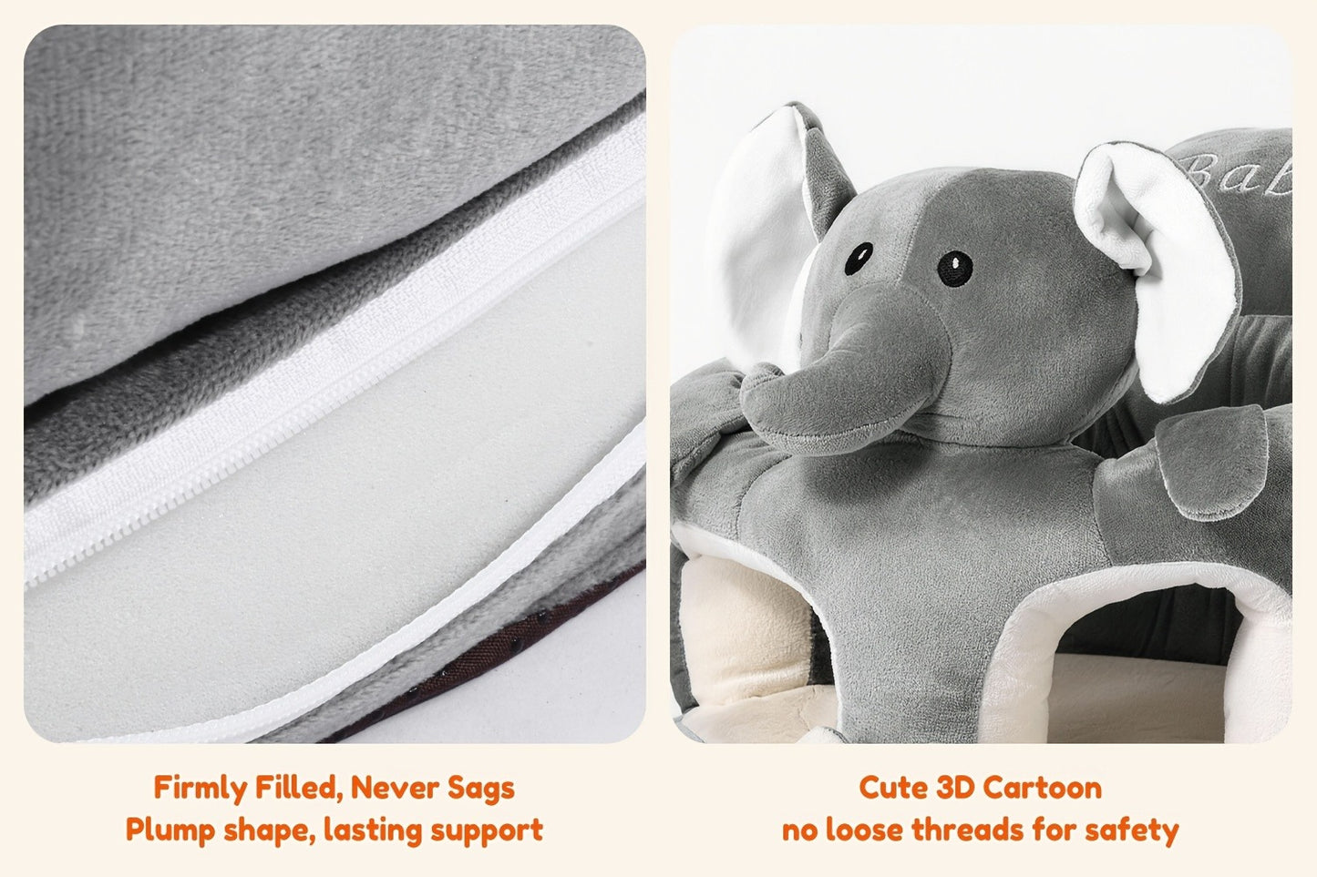 Toddler Floor Seat - Plush Cartoon Support Chair