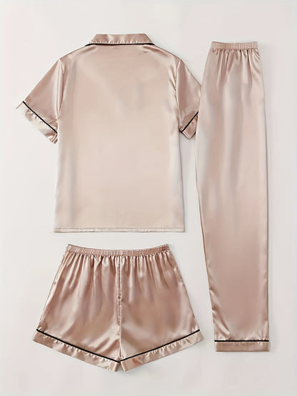Women's Champagne Satin Short-Sleeve Pants - product view 15
