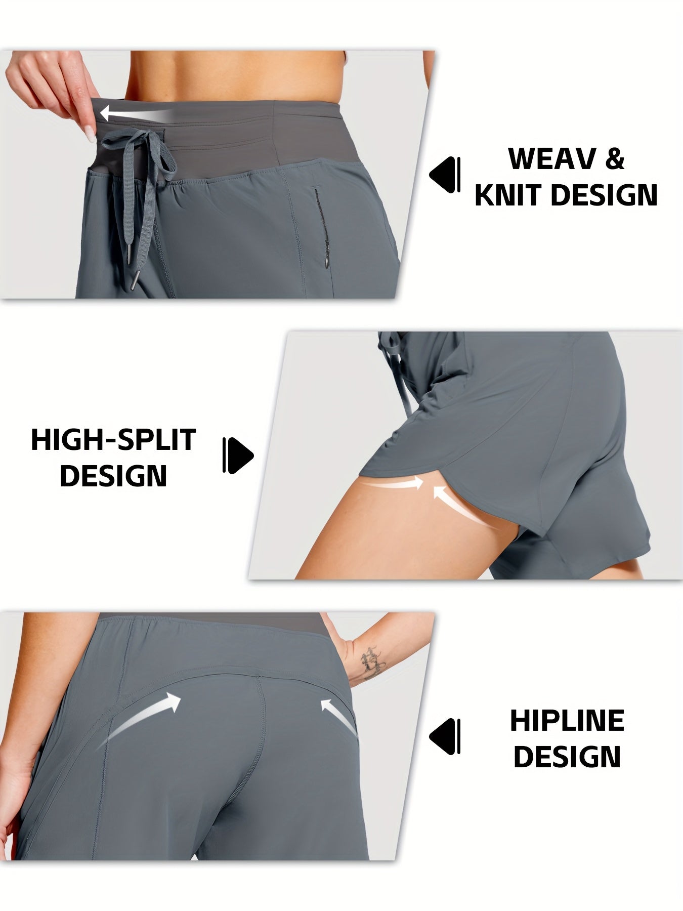 7" Shorts for Women High Waist Quick Dry Shorts with 3 Zipper Pockets Lounge Casual