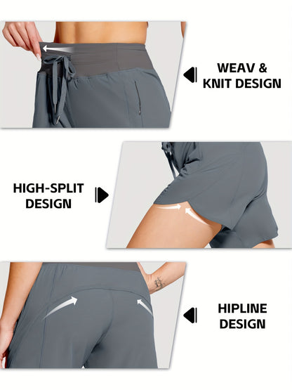 7" Shorts for Women High Waist Quick Dry Shorts with 3 Zipper Pockets Lounge Casual