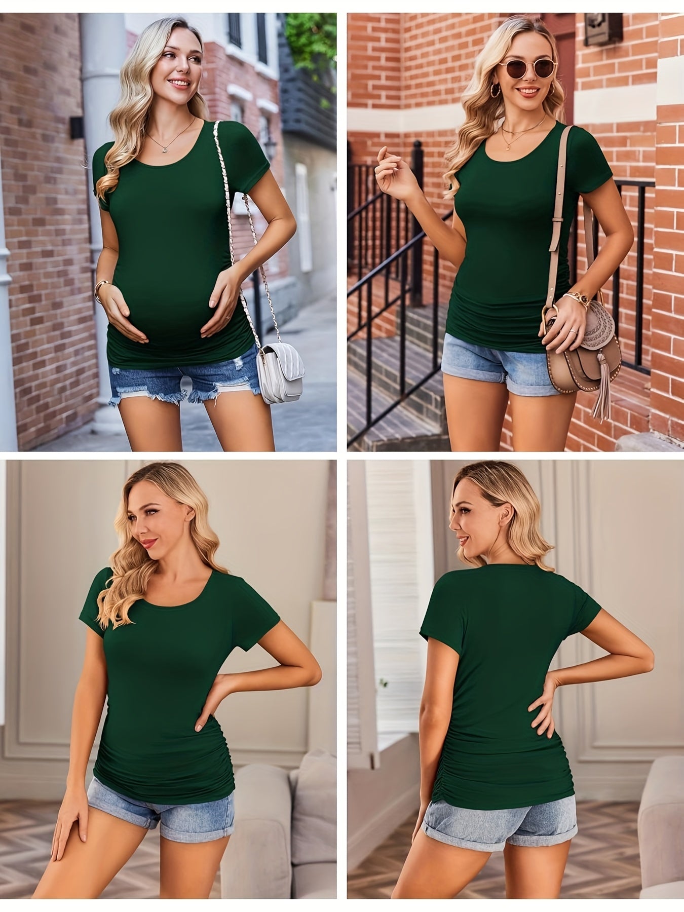 3 Packs Womens Maternity Shirts Side Ruched Pregnancy Tee Top Tunic Blouse Casual Mama Clothes