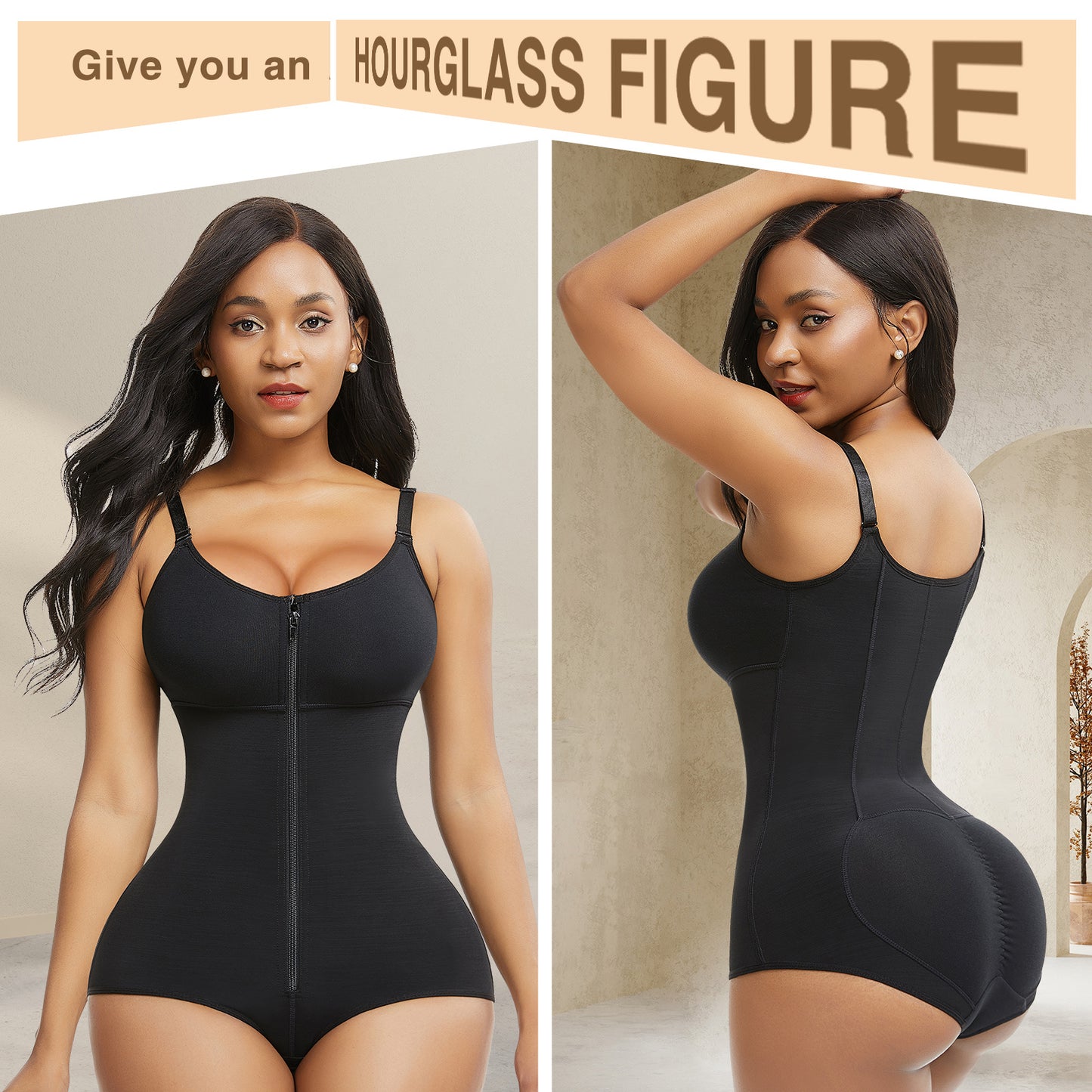 Colombianas Body Shaper Tummy Control Shapewear Zipper Full Bust Corset Bodysuits