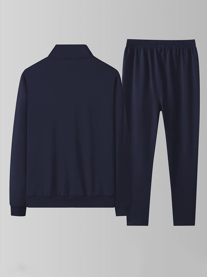 Men'S Casual Zip-Up Jacket And Sweatpants Set for Spring And Autumn Sports