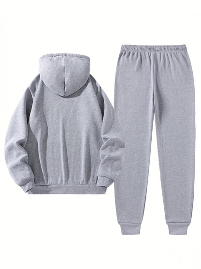 Men'S PARIS Letter Print Hoodie And Drawstring Sweatpants Set