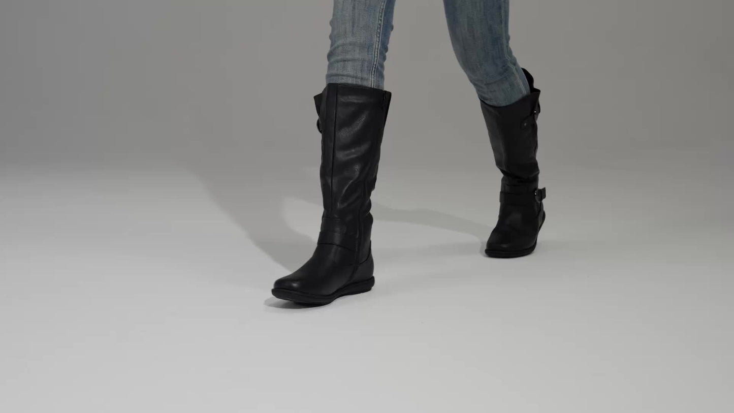 Women's Wide Calf Knee High Boots, Fashion Faux Fur-Lined Winter Boots