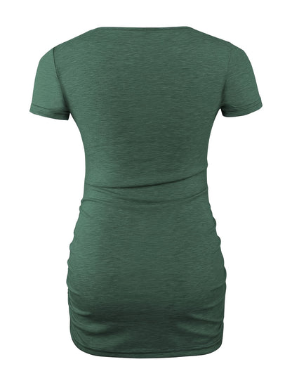 Women's Maternity Classic Side Ruched T-Shirt Tops Mama Pregnancy Clothes