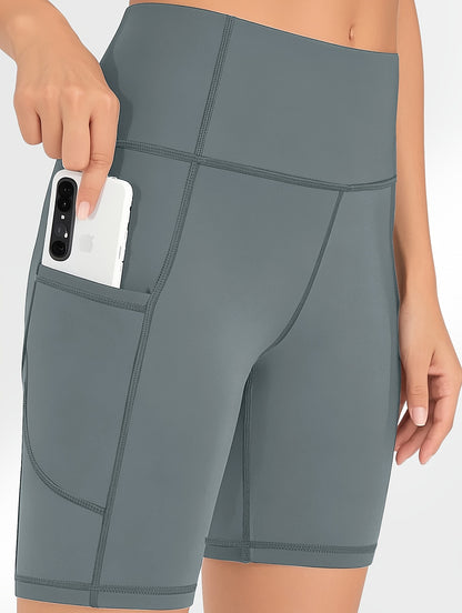 5pcs Set Of Large Sports Shorts For Women, Fashionable Casual Shorts, High Waist High Stretch Yoga Shorts, 5-inch Shorts With Phone Pocket