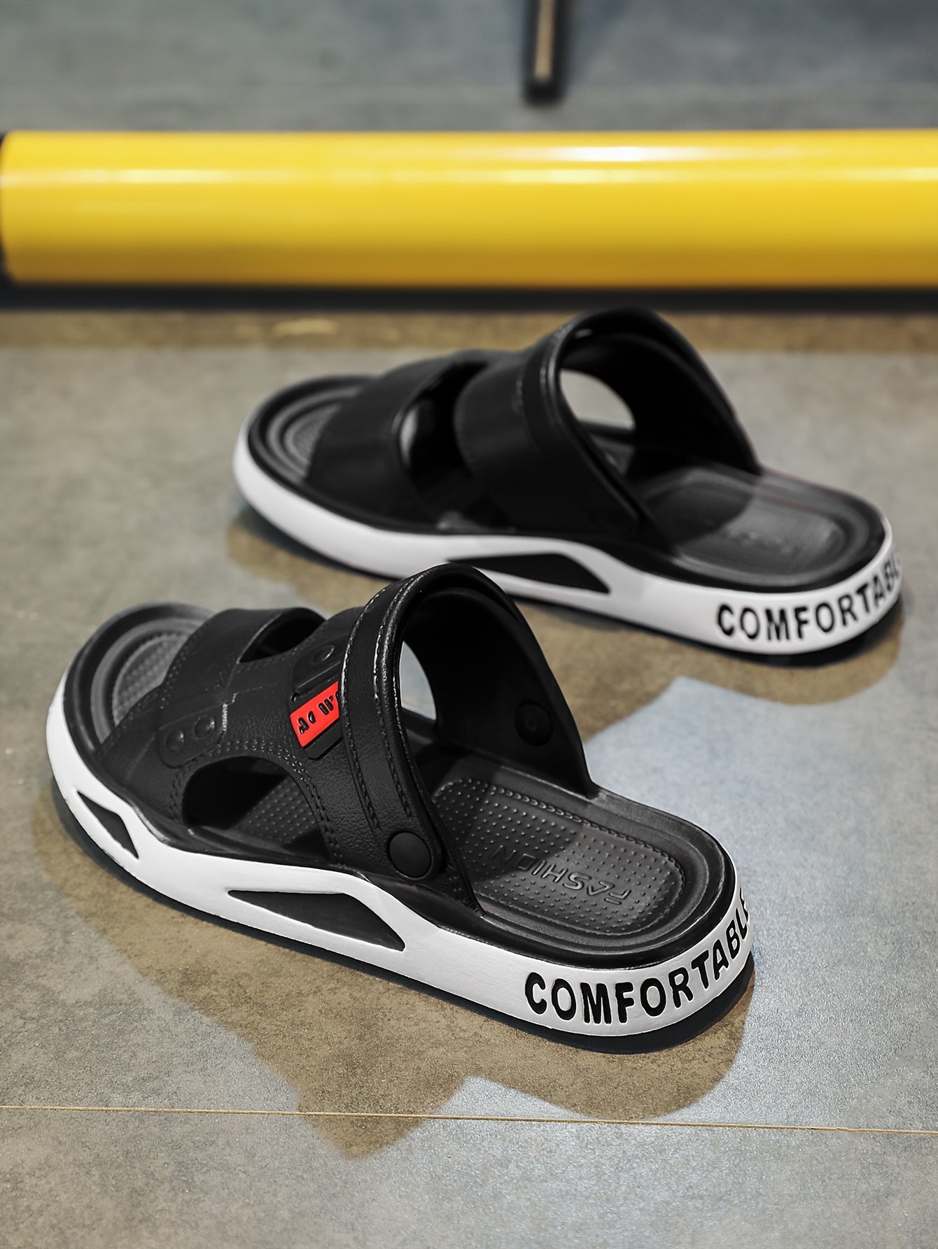 [Breathable Non-Slip Slides] Breathable Non-Slip Men's Summer Slides - EVA Material Geometric Design Beach & Indoor Sandals