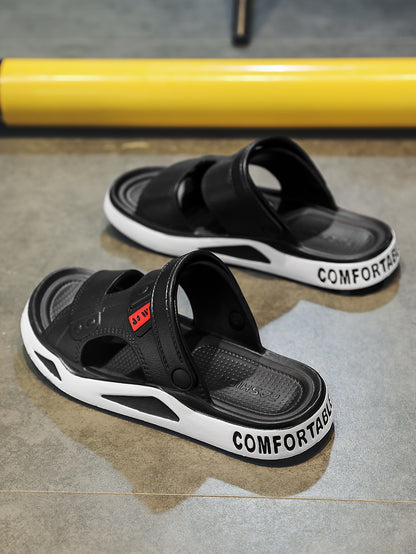 [Breathable Non-Slip Slides] Breathable Non-Slip Men's Summer Slides - EVA Material Geometric Design Beach & Indoor Sandals