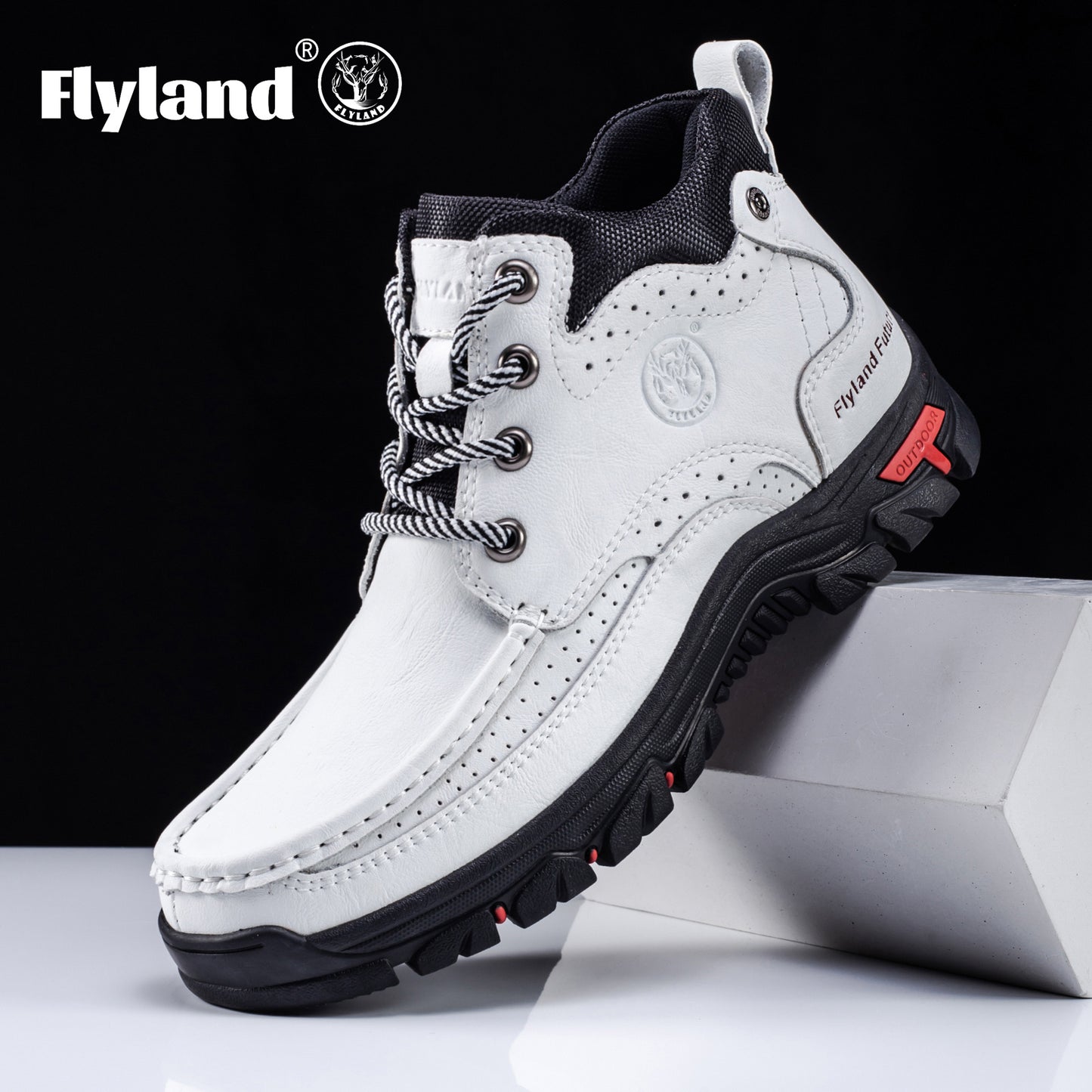 FLYLAND Men'S Fashion Vintage Classical Genuine Faux Leather Handmade Chukka Boots Daily Casual Work Office Shoes