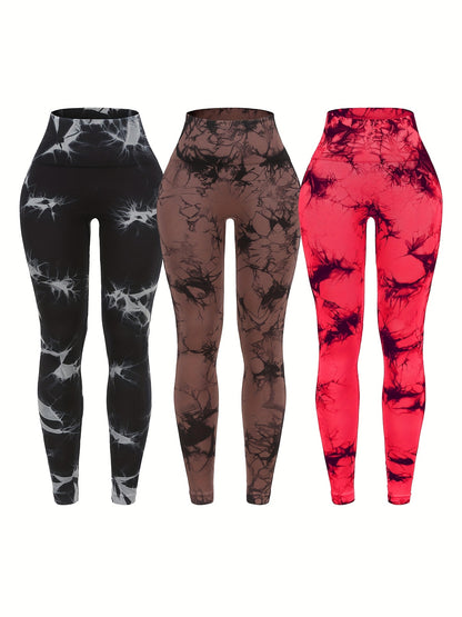 3-Pack Tie-Dye Seamless High Waistband Sweat Pants