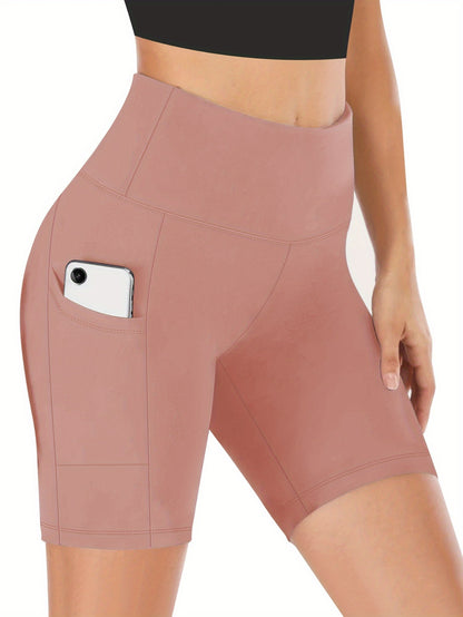 Women'S Summer High Waist Single Piece Yoga Shorts, Fashionable And Casual Sweat-Absorbent Elastic Cycling Pants, Training And Running Five-Point Yoga Shorts