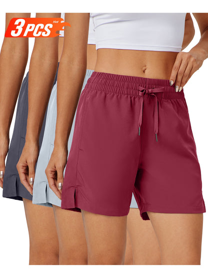 3pcs 5" Womens Shorts Basic Shorts Lightweight Quick Dry Workout Shorts with Pockets