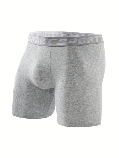 4 Pack Of Men's Underwear Men's Long Sports And Fitness Briefs, Breathable, Comfortable And Healthy Men's Boxer Briefs Fashion Trend Simple Casual Sports Men's Pants