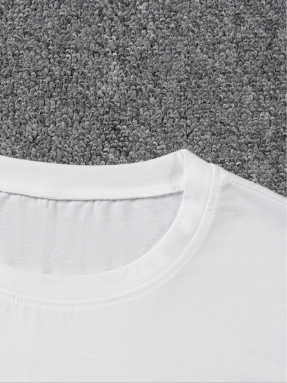 Round Neck Short Sleeve T-Shirt with a Teacher Pattern Print