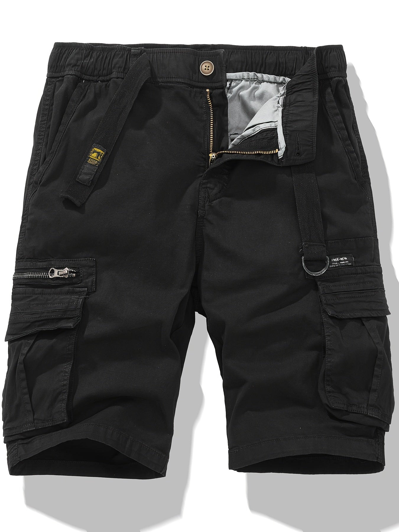 Men's Breathable Cotton Shorts with Multi-Pocket - Elastic Workwear Shorts Suitable for Outdoor,,, Casual Wear - Mid-Rise Pants with /Equipment Pockets