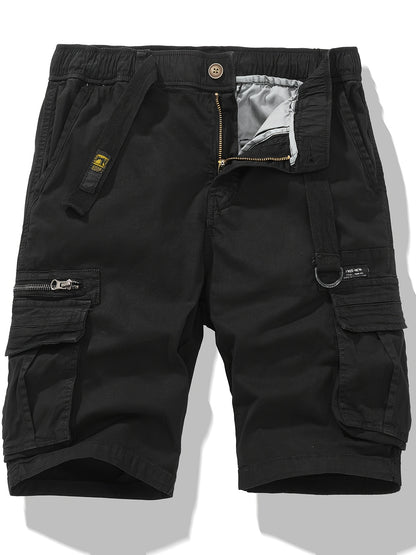 Men's Breathable Cotton Shorts with Multi-Pocket - Elastic Workwear Shorts Suitable for Outdoor,,, Casual Wear - Mid-Rise Pants with /Equipment Pockets