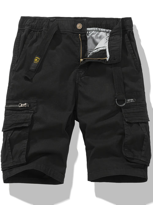 Men's Breathable Cotton Shorts with Multi-Pocket - Elastic Workwear Shorts Suitable for Outdoor,,, Casual Wear - Mid-Rise Pants with /Equipment Pockets