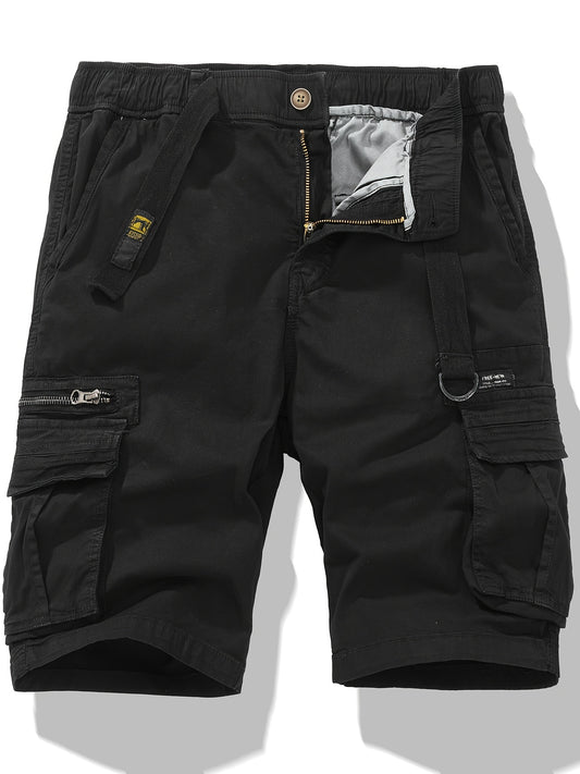 Men's Breathable Cotton Shorts with Multi-Pocket - Elastic Workwear Shorts Suitable for Outdoor,,, Casual Wear - Mid-Rise Pants with /Equipment Pockets