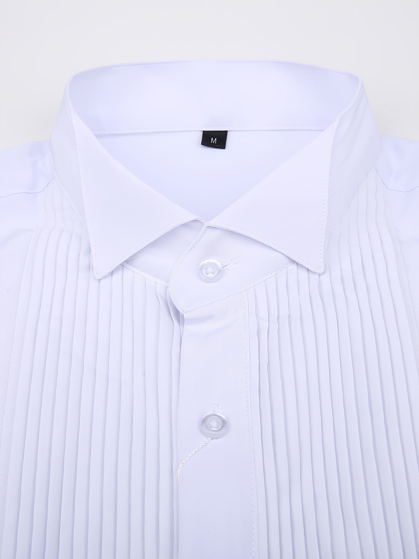 2026 New Men's French-Style Dress Shirt, Shirt Only Without Gift Box, Includes A Bow Tie, Elegant Pleated Front Dress Shirt/top, Suitable for Work, Office, Weddings, Formal Stand-up Collar Shirt, A Gift for Him for Christmas Or Valentine's Day