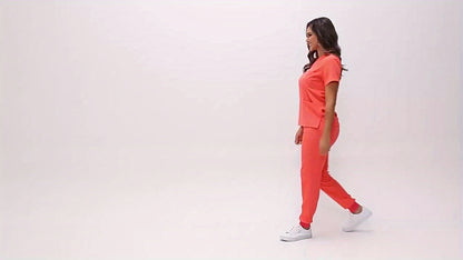 [Breathable Scrubs Set] Scrubs Top And Pants Unisex Breathable Quick Drying Scrubs Uniform Women And Man Scrubs Set V-Neck Top T-Shirt And Tapered Leg Jogger With Drawstring Nursing Uniforms Set Suitable For Pet Hospitals, Dental Clinics, Nursing Work, Et