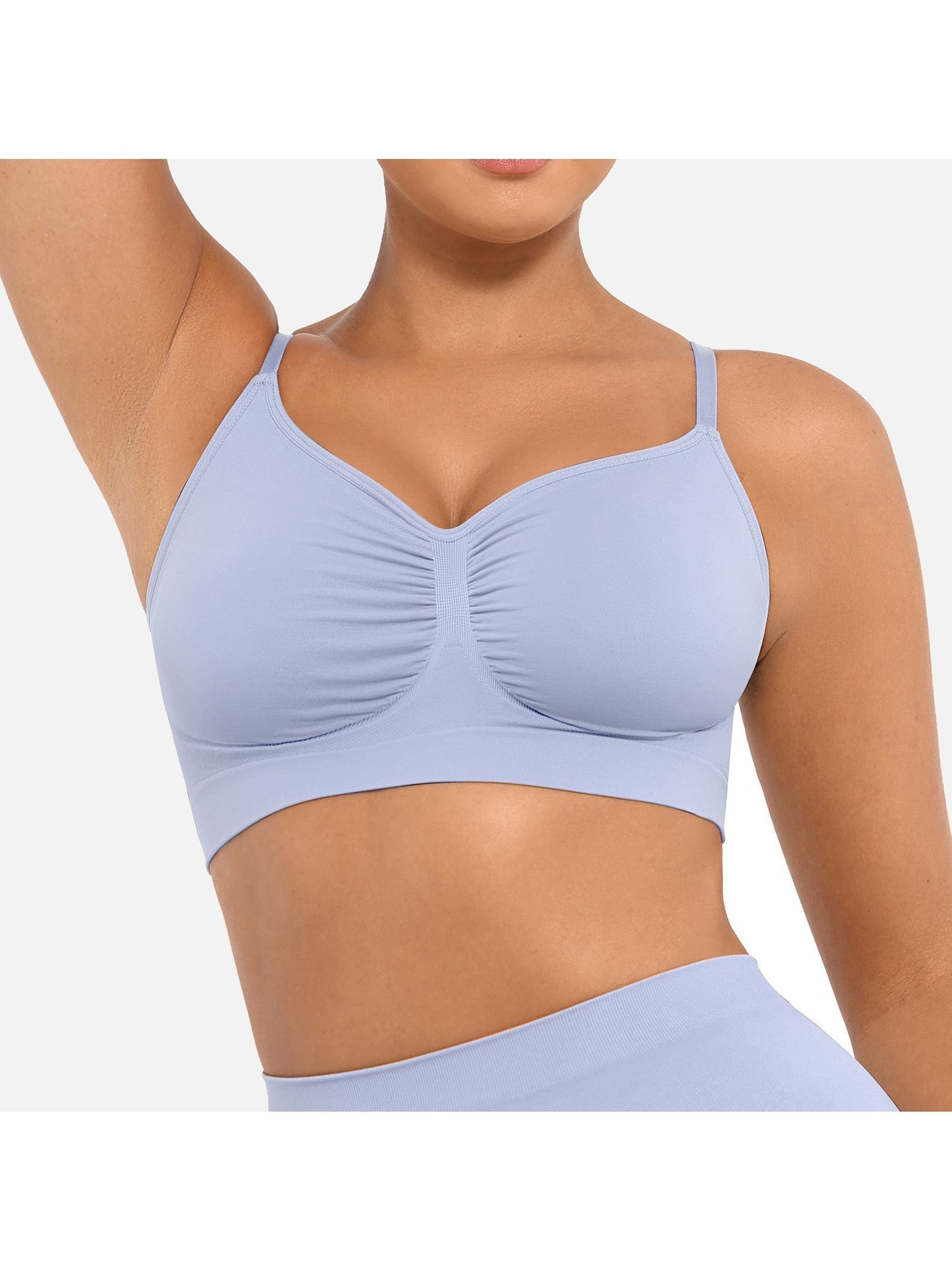Plus Breathable High-Stretch Sports Bra with Pads - Wireless Mesh Women's Seamless Yoga & Running Top - Solid Color Activewear