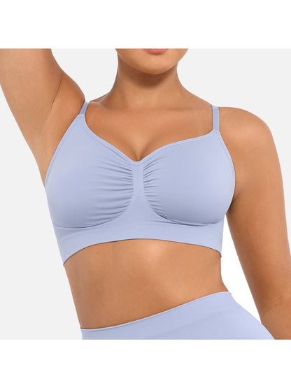 Plus Breathable High-Stretch Sports Bra with Pads - Wireless Mesh Women's Seamless Yoga & Running Top - Solid Color Activewear