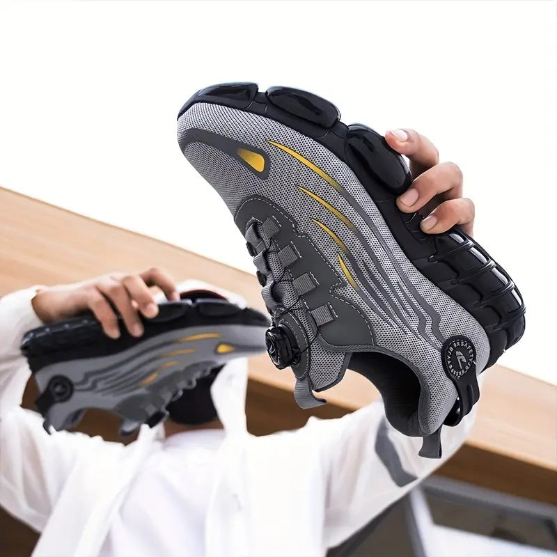 Men's Breathable Work Shoes - Durable Safety Shoes Suitable for Industrial and Casual Wear with Reflective Stripes