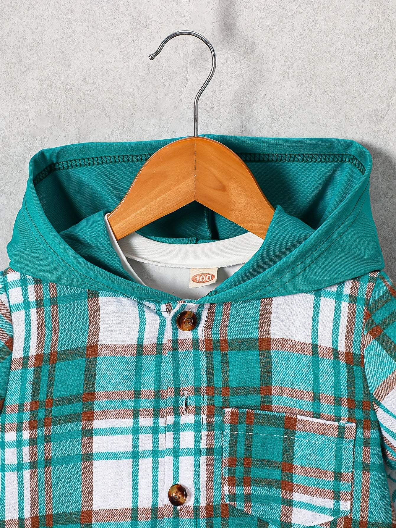 2pcs, Children's Short-sleeved Plaid Shirt Shorts Hooded Top Cardigan Fashion Casual Children's Shorts Set, Perfect for Outdoor