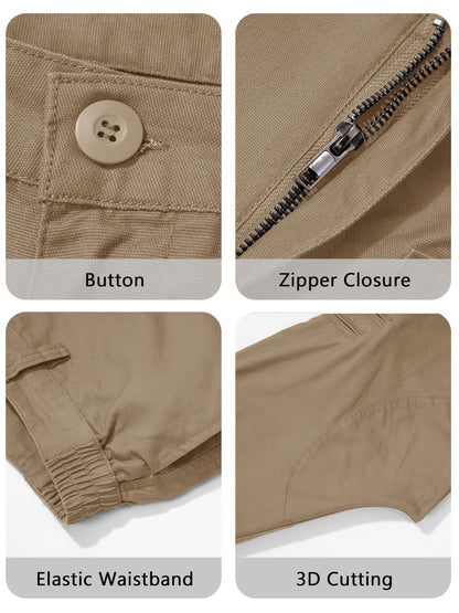 Men'S Cargo Pants /Spandex Scratch-Resistant Outdoor Training Trousers Lightweight with 9 Utility Pockets, Work Pants for Men Zippered Hem Design, Elastic Waistband for Daily Commuting, Office, And Outdoor Activities (Belt Not Included)