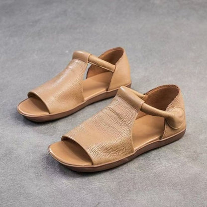 2026 New Women's Vintage Soft Design Lightweight Flat Heel Open-Toe Non-Slip Roman Flat Sandals, Women Shoes