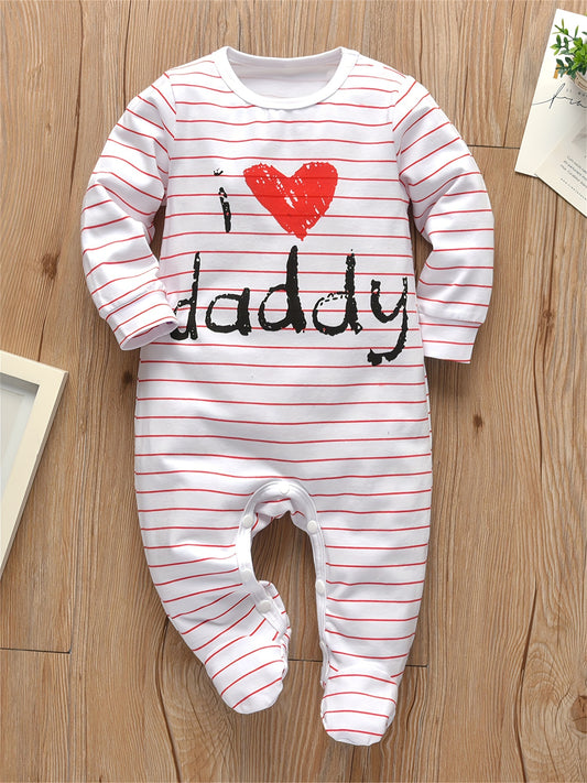Kukitty Newborn Baby Boy Girl Clothes I Really Love My Daddy/ Mummy Long Sleeve Footies Romper Unisex-Baby 2pcs Footed Jumpsuit, for Outdoor