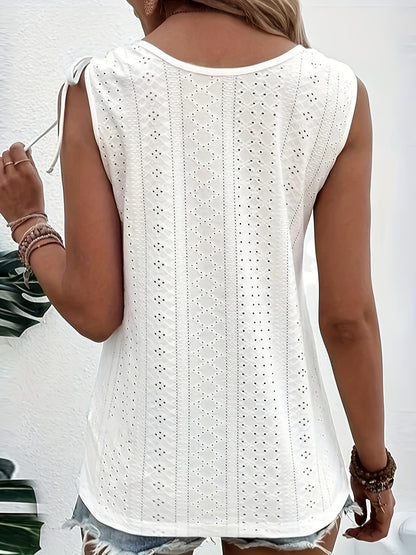 Easy Solid U-Neck Top Featuring Faux Button Details on The Shoulder Straps, Ideal for Spring And Summer, And Can Be Washed in a Machine