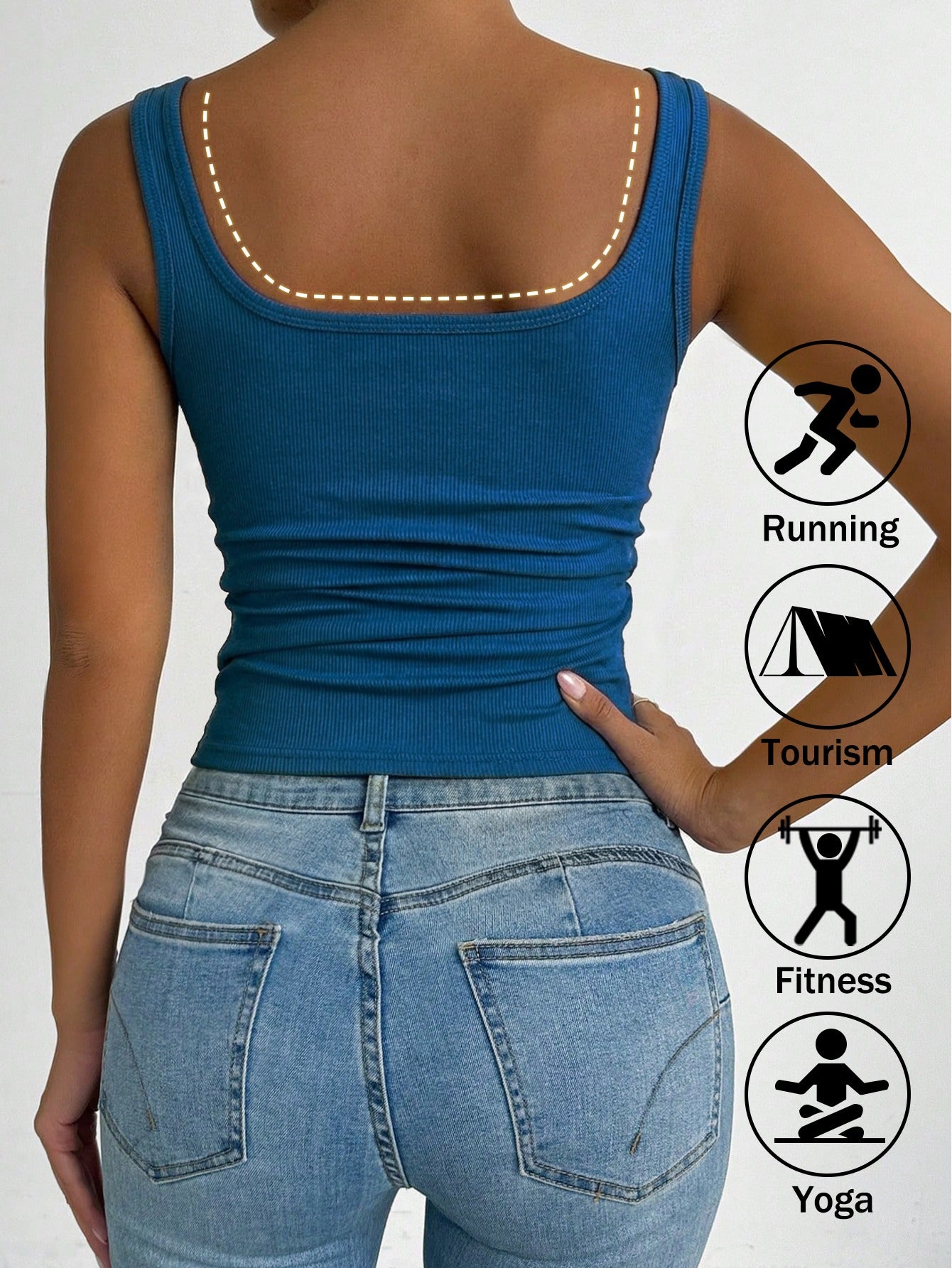 4pcs Beautiful Back Threaded Vest | Women'S Fitted Solid Color Crew Neck Sleeveless Pullover Bottoming Shirt for Spring and Autumn, High Stretch Fabric, Casual Wear