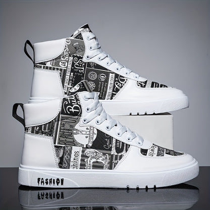[Men's high graffiti Joker shoes] Men's high graffiti fashion sports trend casual Joker men's shoes