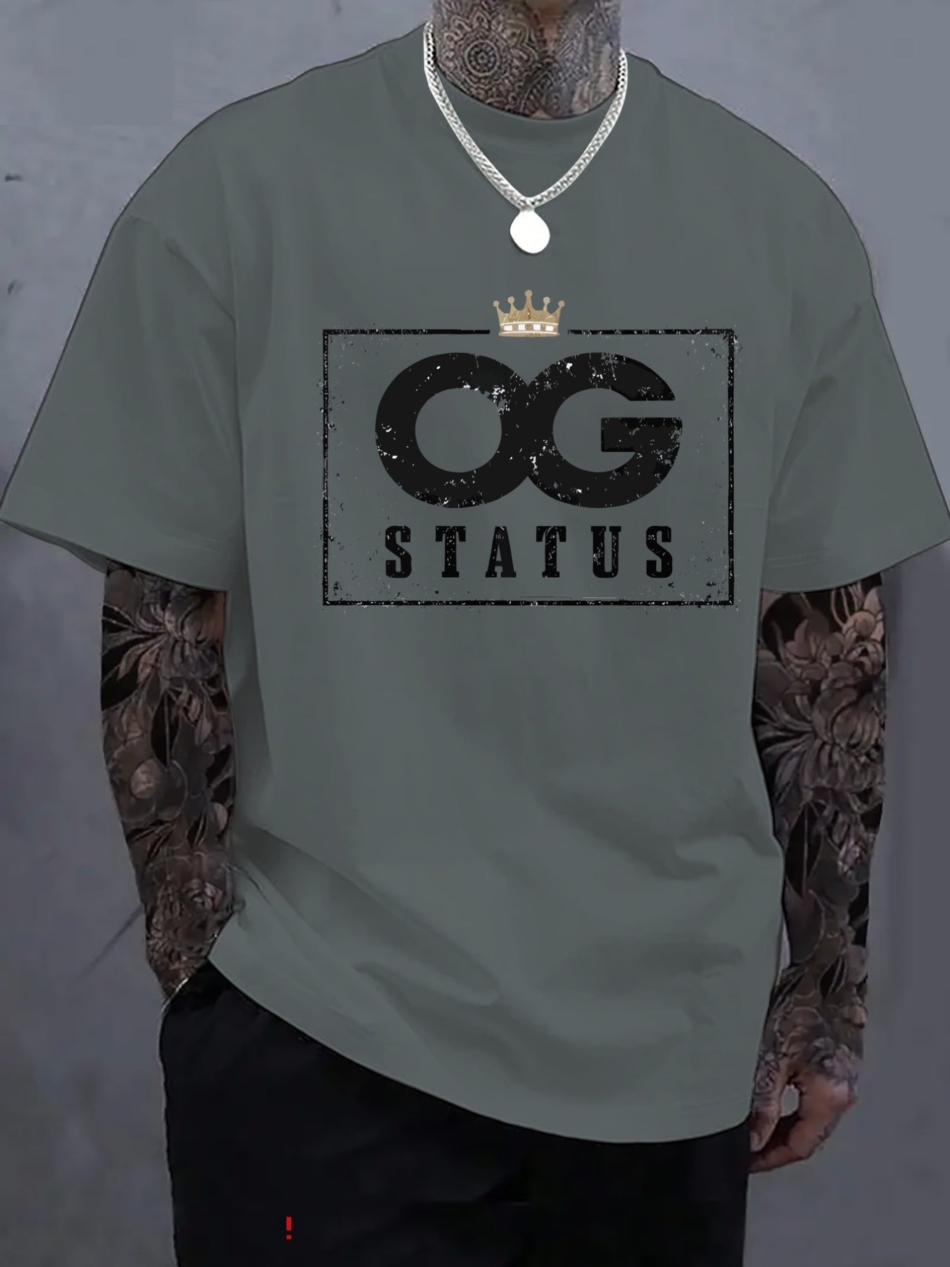 OG STATUS Men'S Short Sleeve T-Shirt With Indigenous Identity Print, Creative Graphic, Crew Neck, Summer Outdoor Casual Streetwear Top, Plus Size
